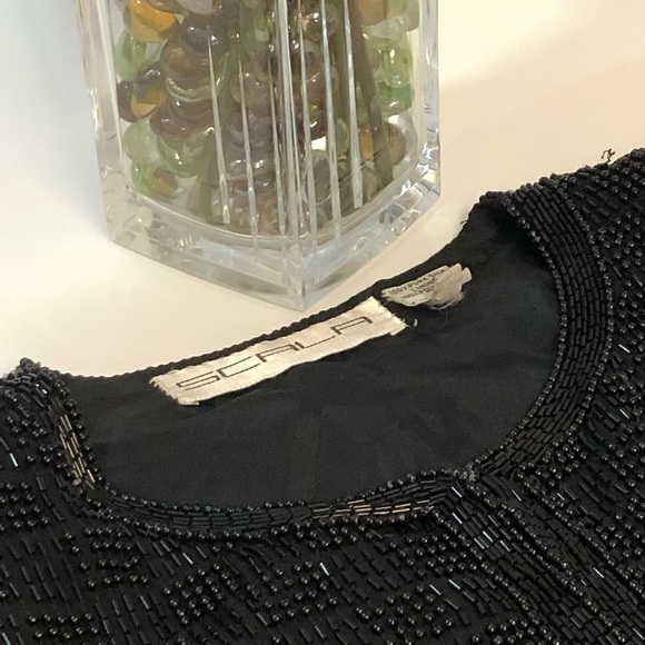 Women’s Vintage SCALA Black Bolero Silk Sequin Jacket Size S - Picture 11 of 11